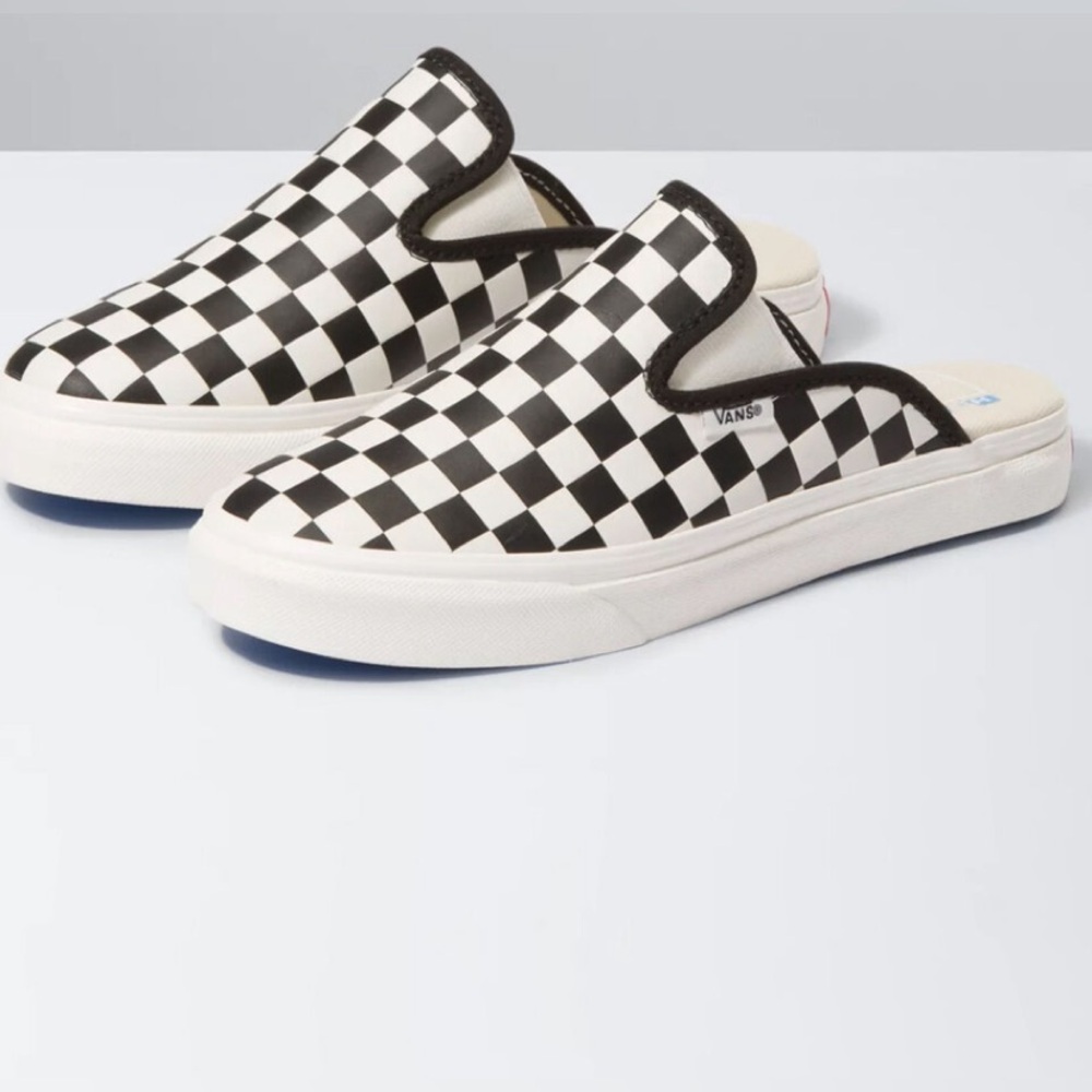 NWOT; Vans Leather Checkerboard Mule SF